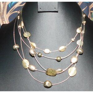 Metallic Beaded Multilayer Station Necklace